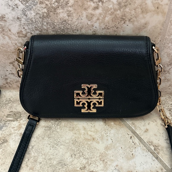 Tory Burch Handbags - Tory Burch Black mini Britten Leather Crossbody Bag